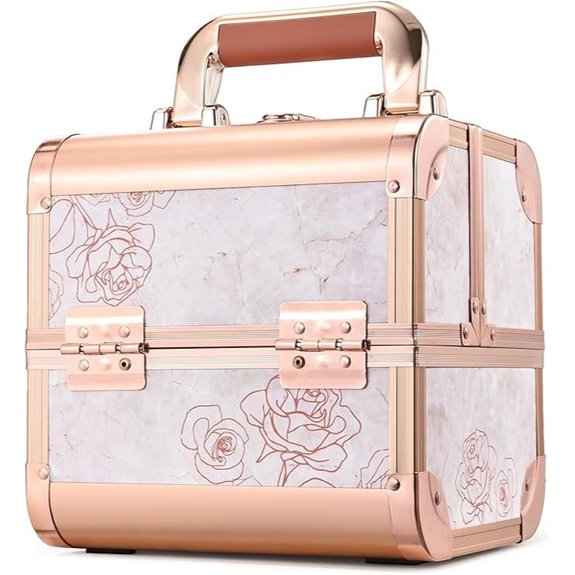 Costravio Rose Gold Makeup Train Case with Mirror