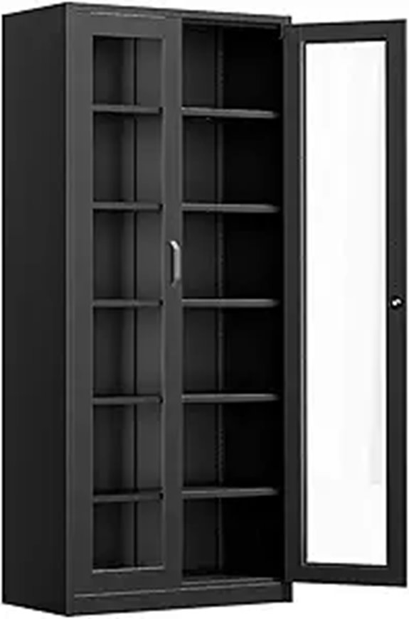 VINGLI Lockable Glass Display Cabinet with Shelves