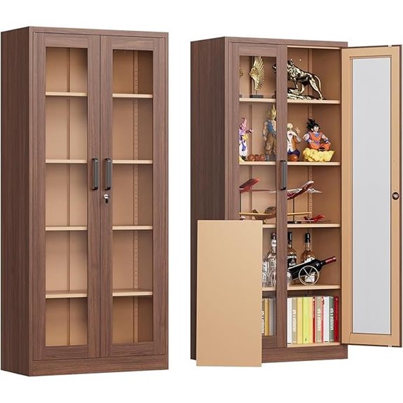 Locking Glass Display Cabinet with Adjustable Shelves