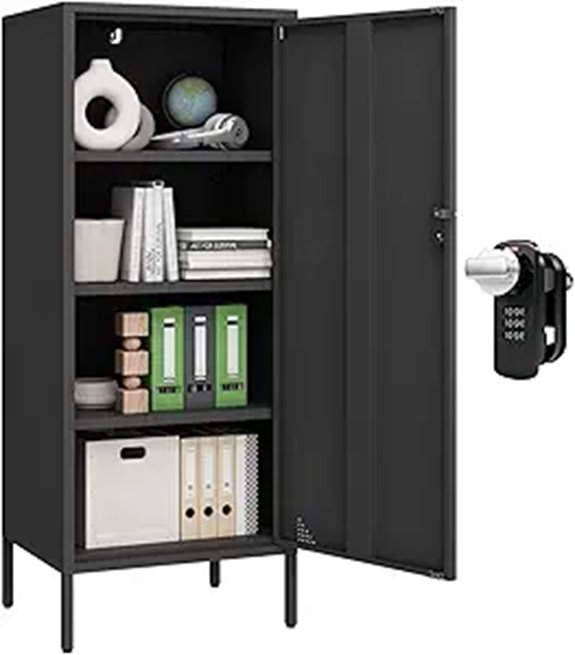 Lockable Metal Bathroom Storage Cabinet 4 Tiers