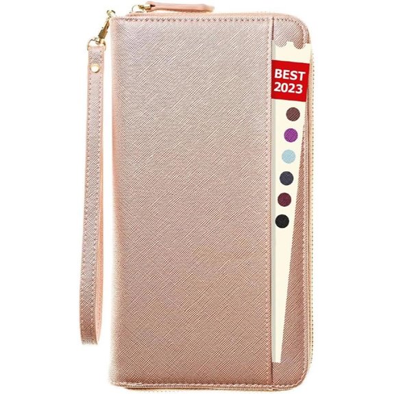 RFID Passport Wallet Organizer with ID Wristlet