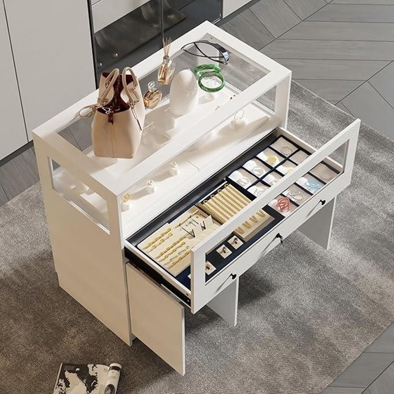 Lockable Glass Display Cabinet with 3 Doors