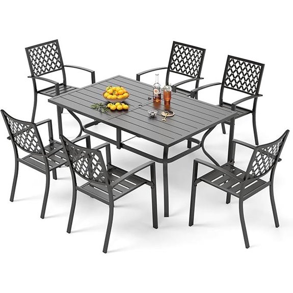 seven piece metal patio dining