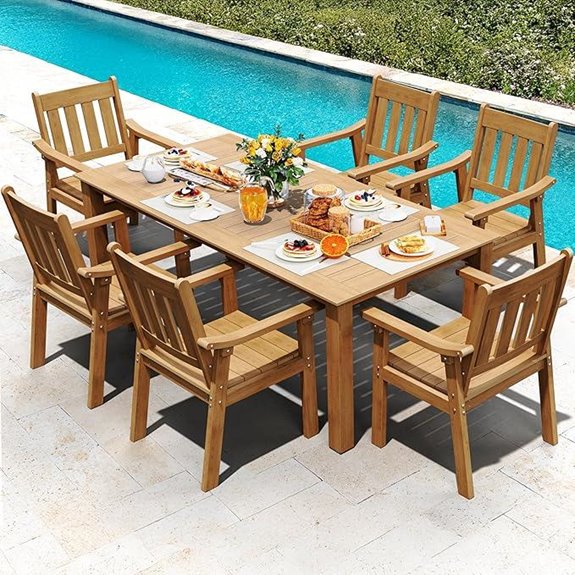 YEFU HIPS 7 Piece Outdoor Dining Set with Umbrella Hole
