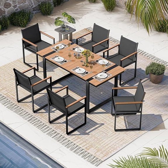 7 Piece Outdoor Dining Set with Umbrella Hole