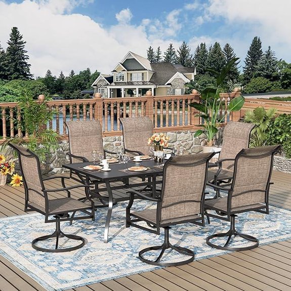 7 Pieces Patio Dining Set with Swivel Chairs