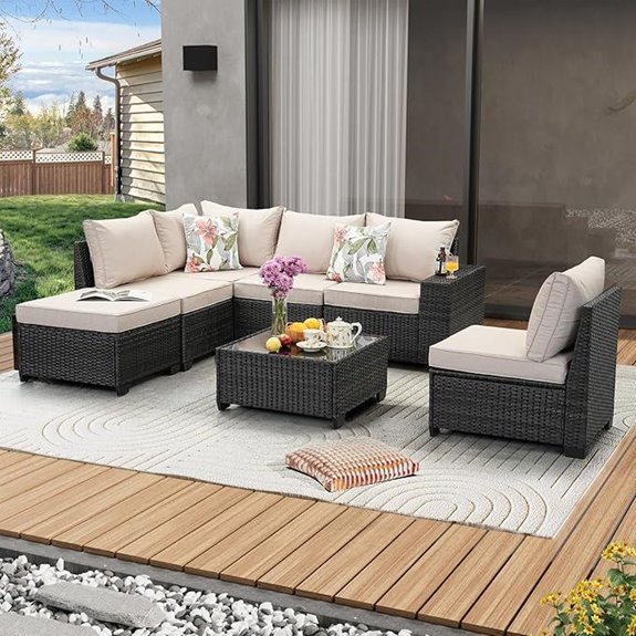 7 Pieces Outdoor Wicker Patio Furniture Set