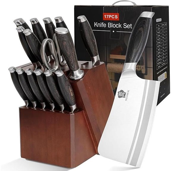 WILDMOK 17-Piece Kitchen Knife Block Set