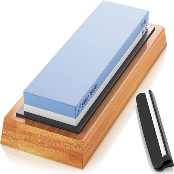 Sharp Pebble Whetstone Knife Sharpening Stone NonSlip Base