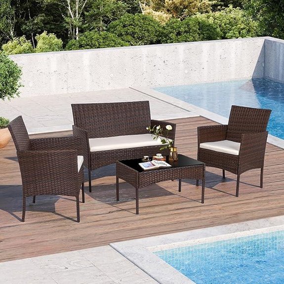 Shintenchi 4 Piece Wicker Rattan Patio Furniture Set