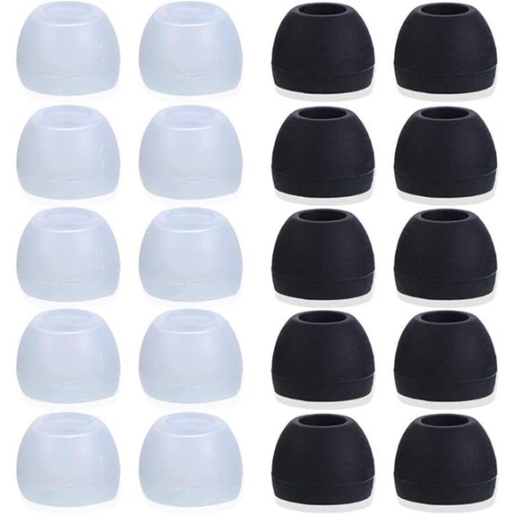 20 Pcs Silicone Earbud Tip Covers (Black & Clear)