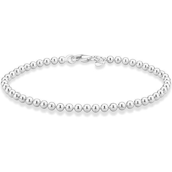 Miabella 925 Silver Bead Ball Chain Bracelet for Women