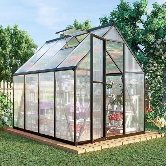 6 x 8 FT Aluminum Walk-in Greenhouse