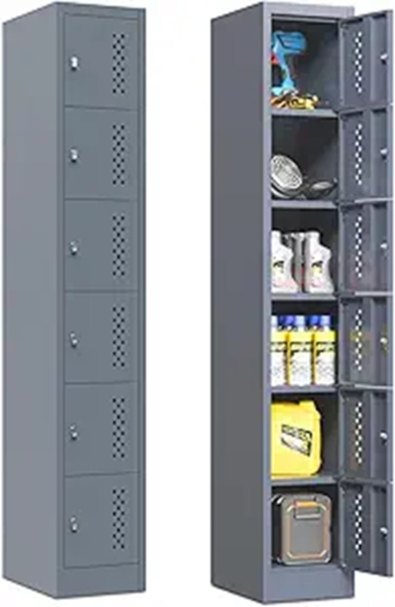 Metal Lockers with 6 Doors 71 Tall Storage Cabinet