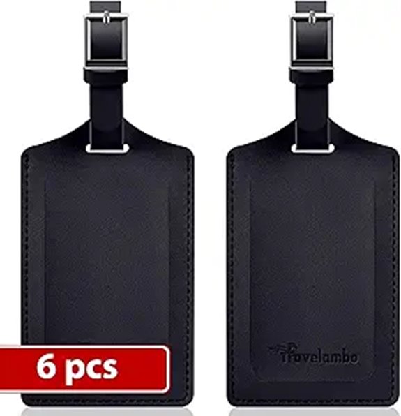 Travelambo Faux Leather Luggage Tags (6 Pack)