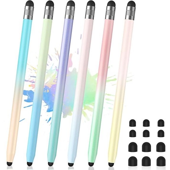 6 Pack 2-in-1 Touchscreen Stylus Pens with Rubber Tips