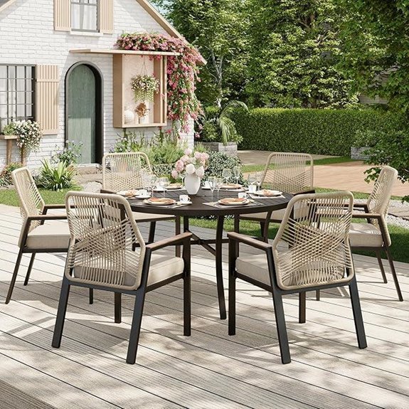 7-Piece Round Outdoor Dining Set for 6