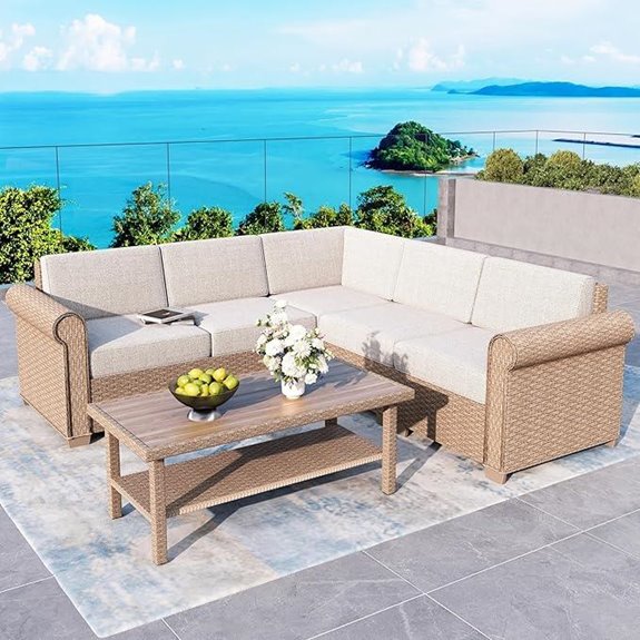 6-Piece Wicker Patio Furniture Set with Cushions
