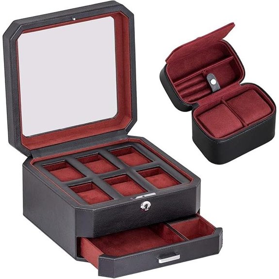 Rothwell 6 Slot Leather Watch Box & Travel Case