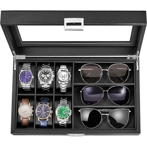 BEWISHOME 6-Slot Watch & Sunglasses Storage Box
