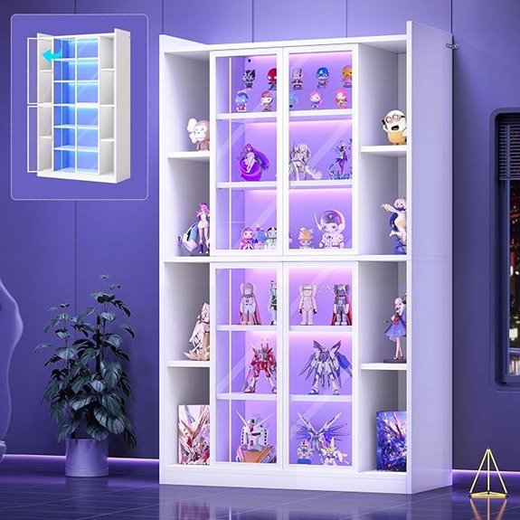 SEDETA 6-Tier Glass Display Cabinet with LED Lights
