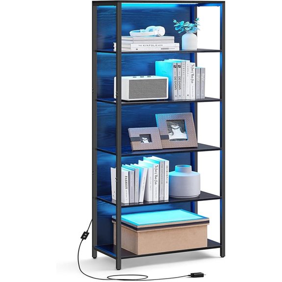 VASAGLE 6-Tier LED Bookshelf with Dimmable Lights