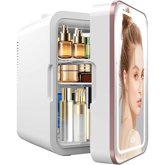 Skincare Mini Fridge with Mirror and LED Light