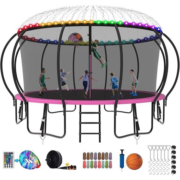 SKYUP Upgraded Trampoline with Basketball Hoop and Accessories