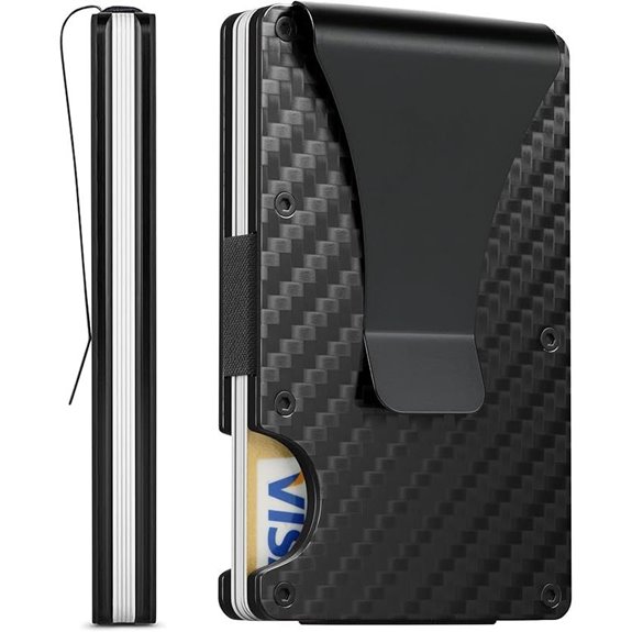 Minimalist Carbon Fiber Wallet with Money Clip and RFID