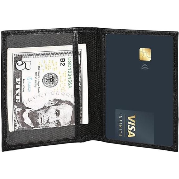 Slim Leather Card Wallet with ID Windows