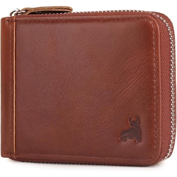 Slim RFID Leather Zipper Wallet for Men