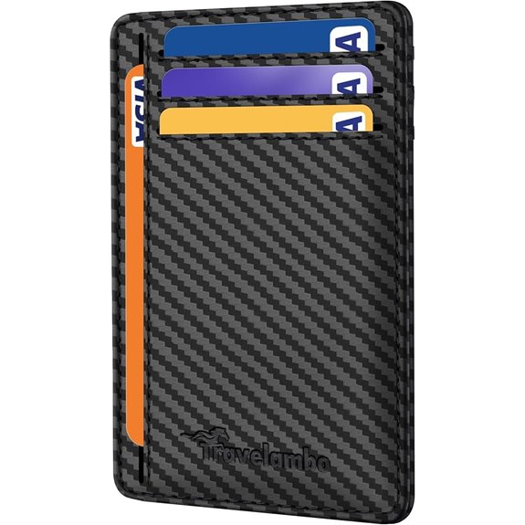 Travelambo Slim Leather RFID Wallet with Carbon Texture