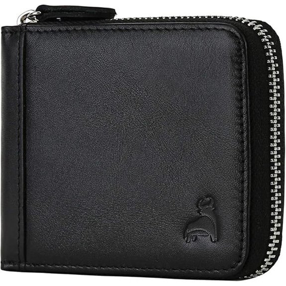 Slim RFID Leather Bifold Wallet with Coin Pocket