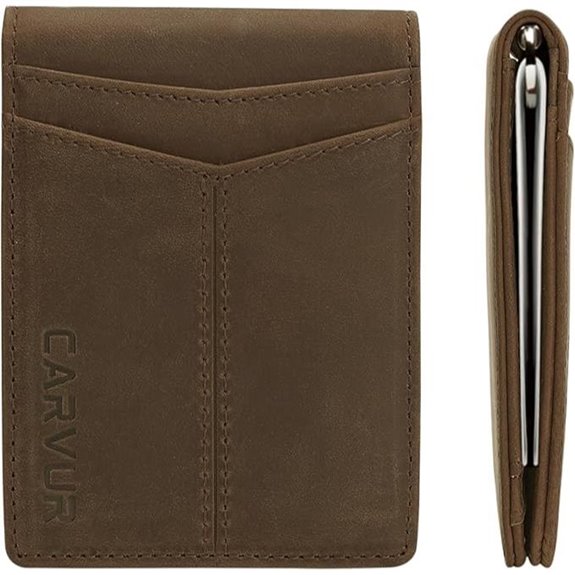 Slim Leather RFID Bifold Wallet with Money Clip