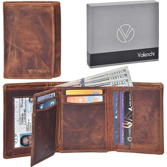 VALENCHI RFID Leather Slim Trifold Men's Wallet
