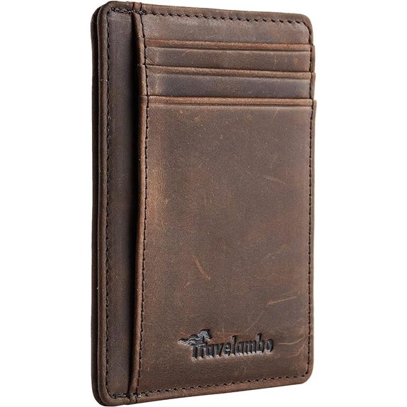Travelambo Slim RFID Leather Wallet for Front Pocket