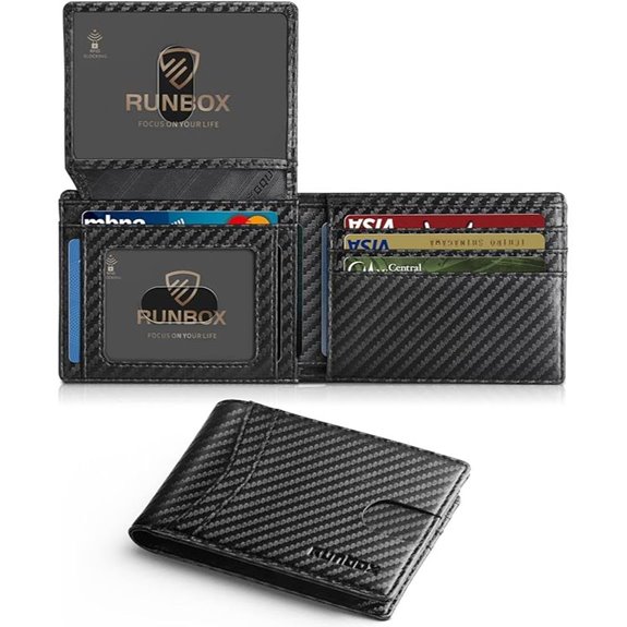 RUNBOX Wallet for Men Slim Rfid Leather 2 ID Window With Gift Box