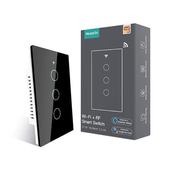 MoesGo WiFi Smart Wall Switch 3-Gang Alexa Compatible