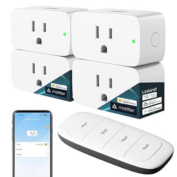 Linkind Matter Smart Plug 4-Pack with Remote Control