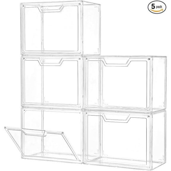 Stackable Clear Acrylic Storage Bins (5-Pack)