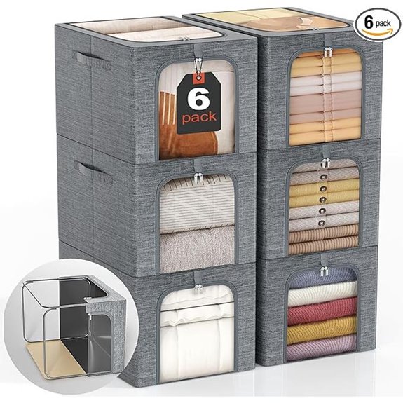GoMaihe 6-Pack Stackable Closet Storage Bins