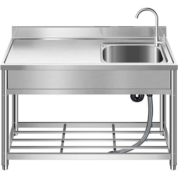 Free Standing Stainless-Steel Commercial Kitchen Sink Set