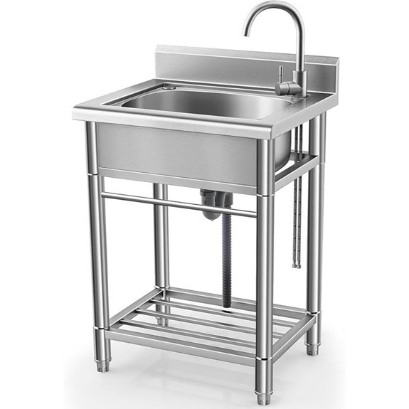 Free Standing Single Bowl Stainless Steel Utility Sink