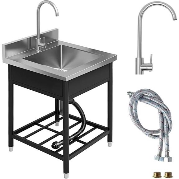 Stainless Steel Freestanding Utility Sink with Faucet