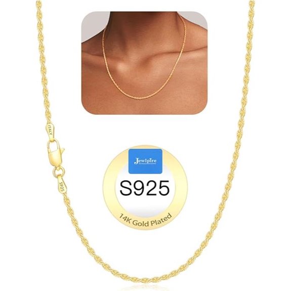 Jewlpire Sterling Silver & Gold Plated Rope Chain Necklace