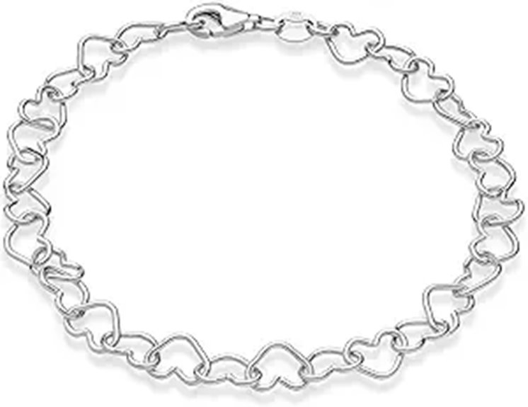 Miabella Sterling Silver Heart Link Chain Bracelet