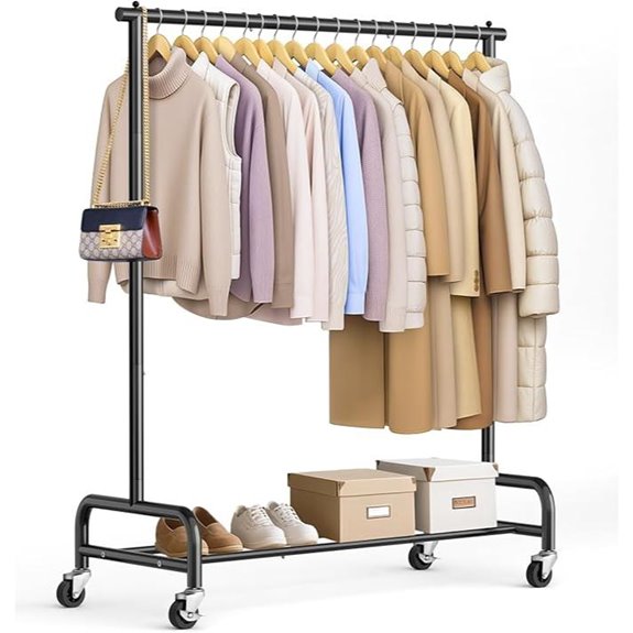 Heavy Duty Rolling Clothing Rack with Wheels