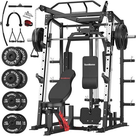 SunHome Smith Machine with Power Cage and Cables