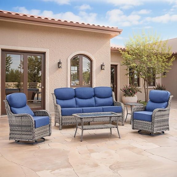 Swivel Patio Chairs Sofa Set with Cushions