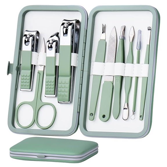 10-in-1 Stainless Steel Manicure Set with Leather Case